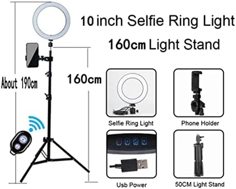 Lepsjgc 10 RGB Selfie Ring Circle LED preenchimento leve Lâmpada Lâmpada Dimmível Vídeo Vídeo Trepued Photography com tripé remoto