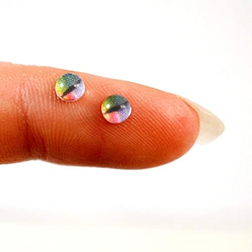 4mm minúsculo dragão de arco -íris colorido olho de vidro par de pequenos cabochons planos para escultura de brinquedos de argila de argila ou fabricação de jóias