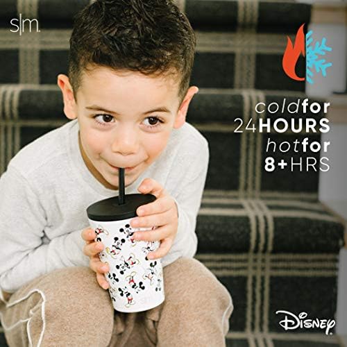 Copo de criança moderna do Mickey Mickey Mickey Mickey com tampa e palha | Tumbler de crianças em aço inoxidável isolado reutilizável