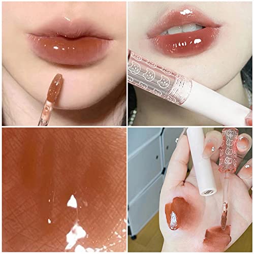 Jelies Lip Gloss Lip Glaze Lipstick água Luz de vidro Lip Glaze Batom Lipstick Tea Lip Lip Gloss Bolsa Bubble Lip esmalte