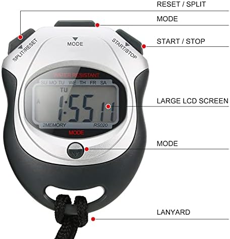 Mengk Stopwatch à prova d'água Digital Handheld LCD Timer Chronograph Sports Counter com cinta para nadar em treinamento