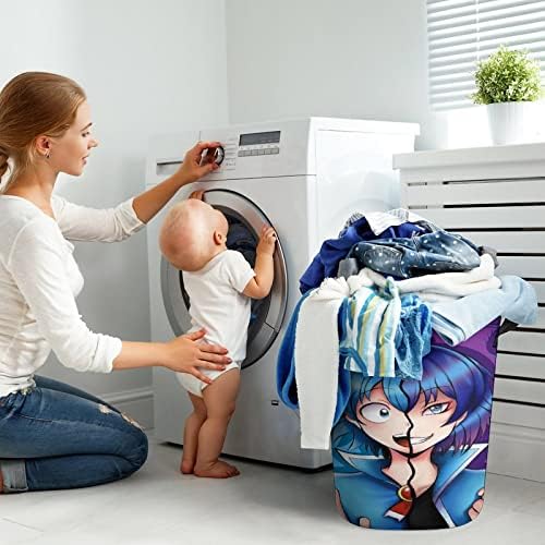 Bem -vindo à Demon School! Iruma-kun cesta de lavanderia dobrável Testal cesto lacar-se as cestas de roupas de roupas de transporte de malas fáceis para crianças dormitórios de quarto de crianças 50l