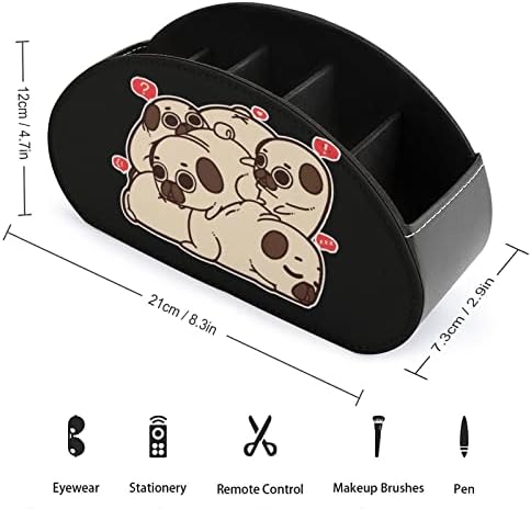 Organizador de mesa de couro de controle remoto engraçado do PUG para o controlador remoto de suprimentos de escritório