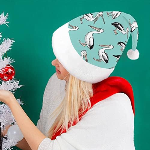 Pelicanos de desenho animado Chapéu de Natal engraçado Unissex Santa Hat quente Hats de gorro de Natal para adultos criança