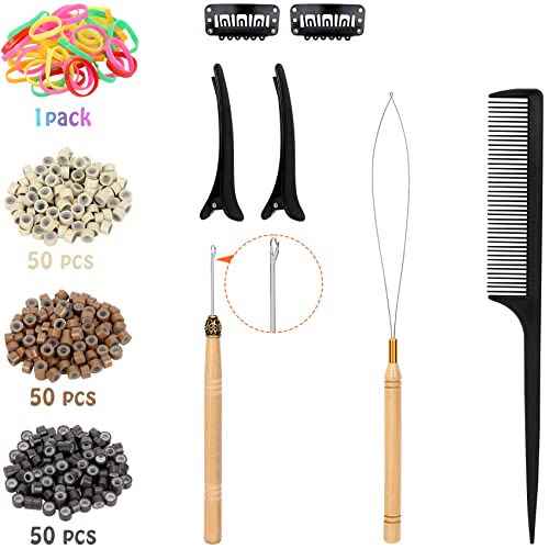 Kit de tinsel de cabelo, 5pcs de 48 polegadas 2500 fios de tinsel extensões de cabelo com ferramentas, kit de tinsel de fadas