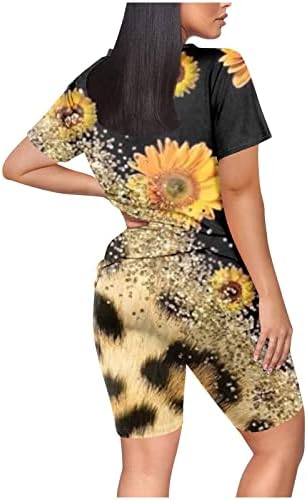 Trialsuito de 2 peças feminino Roupa de macacão casual de manga curta vintage colheita floral macacão bodycon shorts de calças de calças
