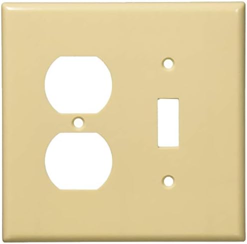 Leviton 80505-T 2-Gang 1-Toggle 1-Duplex Combination Wallplate, tamanho intermediário, amêndoa clara