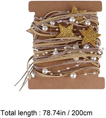 Presentes de Natal do Bestoyard 2pcs Gold Star Ribbon Trim corda Fita de Natal Strap Fita de glitter metálico para Garland Diy