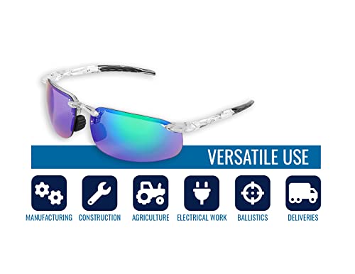 Segurança Bullhead Swordfish Safety Glasses com lentes anti nevoeiro, ANSI Z87+, óculos de luz azul com proteção à luz UV e revestimento