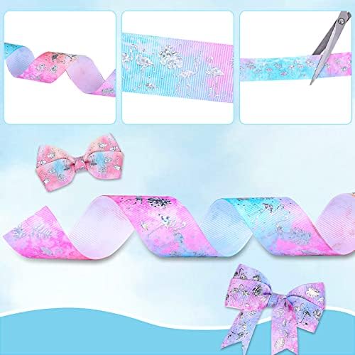 KUCUL 20 jardas Flamingo Grosgrin Ribbon Summer Wired Ribbon para Wreaths Crafts, Ribbon decorativo tropical tropical de 1 polegada