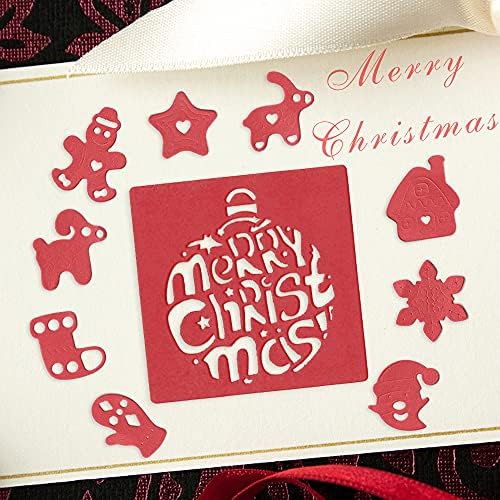 Feliz Natal Palavras Metal Die Cuts Para fabricação de cartas, Christmas Snowflake Star Gingerbread Frame Corte