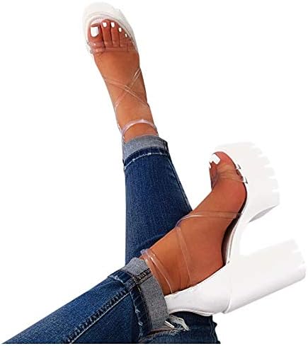 Pumpes de moda de moda de sandália de salto feminino bomba de festas de vestido de plataforma aberta no tornozelo tornozelo