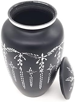 Urna de cremação preta e prata premium de qualidade para a urna funerária de cinzas adultas adequada para enterro do cemitério