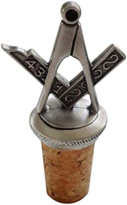 1000 Badges Square Masonic Square & Compasses Cork & Pewter Wine Spirits Stopper Stop Stop