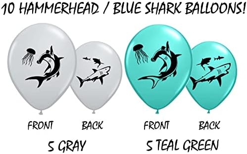 Balões de tubarão de Gypsy Jade - Ótimo para festas de aniversário com temas de tubarão, festas da semana de tubarão ou