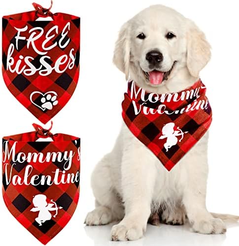 2 peças dia dos namorados dia cachorro bandana búfalo xadrez de namorado lenço de namorado vermelho preto checked bandanas personalizadas