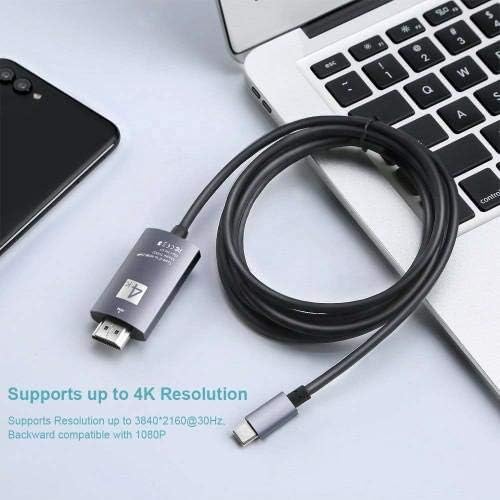 Cabo de ondas de caixa compatível com JBL Charge 4 - Cabo SmartDisplay - USB tipo C para HDMI, Cabo USB C/HDMI para JBL Charge 4