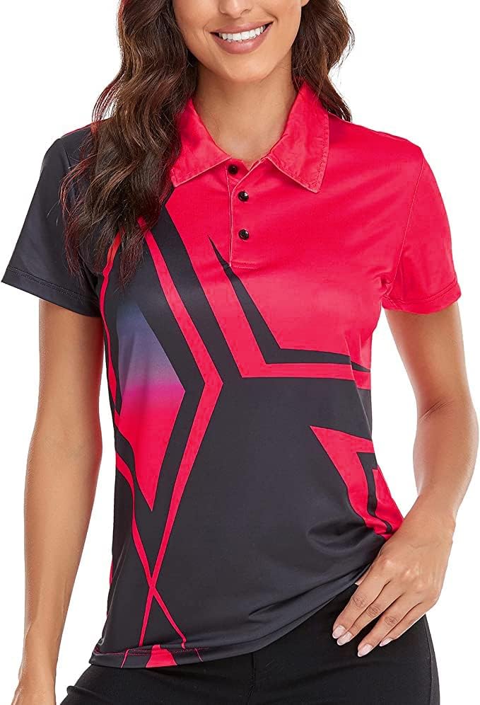 Little Beauty Women's Golf Polo T camisetas de manga curta de colarinho de umidade leve de umidade de tênis de tênis