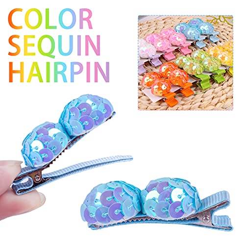 Jaqakid Hair Clips para meninas para crianças, barretas de cabelo com bola de lantejoulas para meninas Candy Candy Color Clels