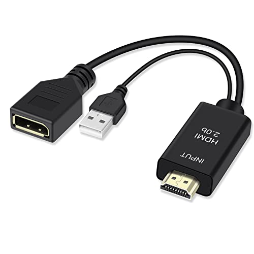 Ferrisa 4K@60Hz HDMI para exibir adaptador/conversor de cabo com energia USB, adaptador masculino para fêmea HDMI para DP para
