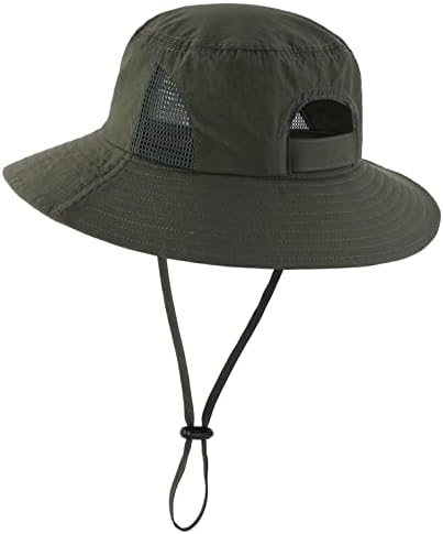 Connectyle feminino upf 50+ chapéu de sol da praia com chapéu de balde resistente à água de rabo de cavalo