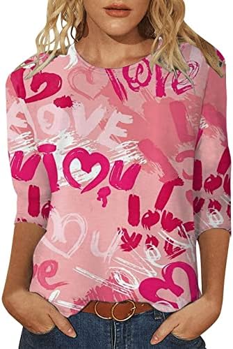 Plus Tamanho do dia dos namorados Tops para mulheres amam camisas de coração Trendy saindo roupas de festa feminina