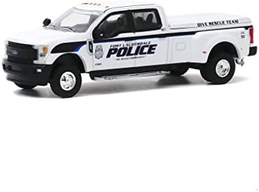 Greenlight Duly Drivers Series 4 - 2019 F -350 Lariat Duly Pickup Pickup Campo White Fort Lauderdale Polícia Partida. Equipe de resgate de mergulho 1:64 Dado de escala veículo fundido