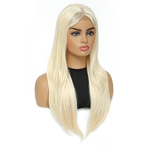 Mohigirl Light Loiro 4x4 Lace Fronteiro peruca sintética Cabelo curto perucas retas para mulheres cabelos de bebê
