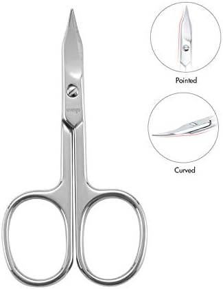 Livingo Premium Manicure Cuticle Scissors, 2 pacote de embalagem de aço inoxidável de aço inoxidável Pedicure de pedicure beleza