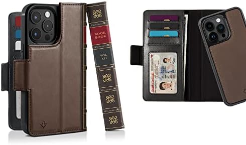 Doze livros sul para iPhone 14 Pro | Caixa de carteira de couro de grão completo compatível com magsafe com suporte de exibição
