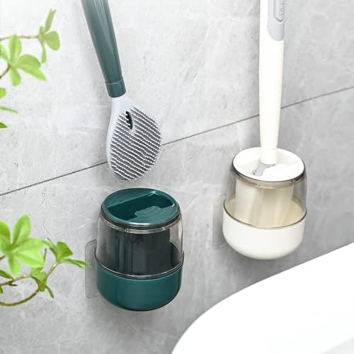 Escova de vaso sanitário de silicone e conjunto de suporte, escova de vaso sanitário com dispensador de sabão, escova de vaso