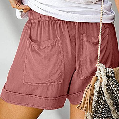 Firero Shorts de corrida para mulheres Summer Soll Solid Treating Shorts Canda elástica Casual shorts com bolsos