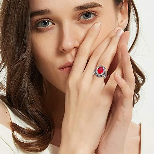 2023 Novo anel preto tailandês vintage Big Jewelry Pomã anel prateado anel de minério de anéis de anel exagerado vermelho anéis