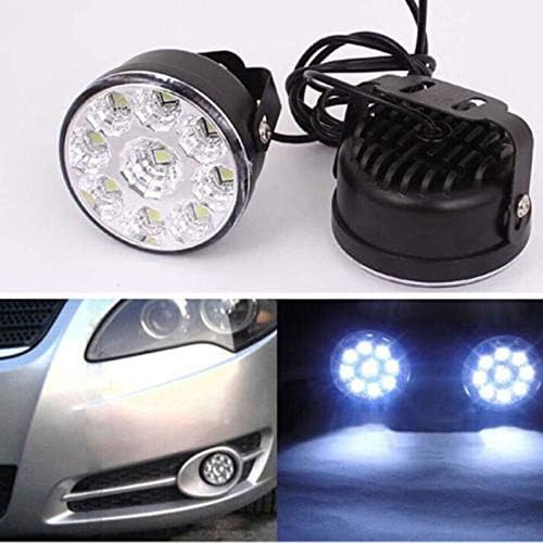 Akozon Car Daytime Running Light, 2pcs Auto branco 9-SMD LED FOG LIGHT LED LED LUZ