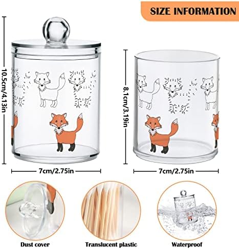 Yyzzh desenho animado fox zoológico animal em branco 4 pack qtip titular dispensador para algodão swab bola redonda alça