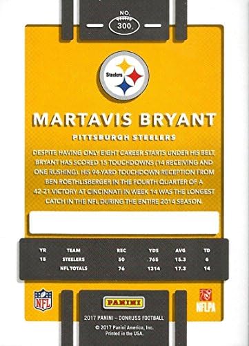 2017 Donruss 300 Martavis Bryant Pittsburgh Steelers Card