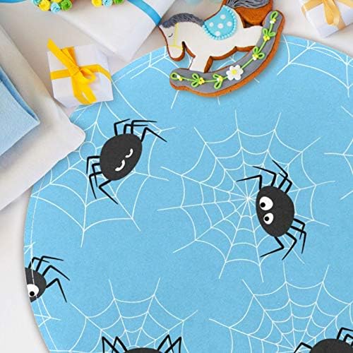 HEOEH Aranhas fofas e Spider Web Padrão de Halloween, capacho sem deslizamento 15,7 Ranta de tapete de área redonda tapetes para crianças quarto de bebê quarto berçário