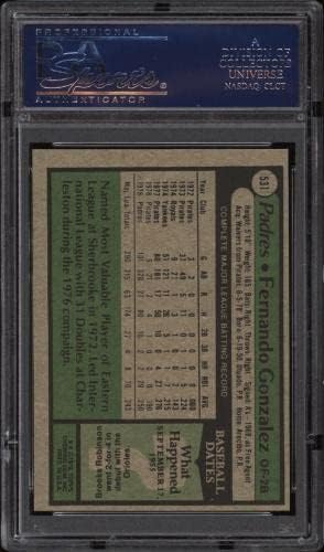 1979 TOPPS #531 Fernando Gonzalez - Padres - PSA 9 - sem PSA 10 - Cartão de beisebol - Cartões de beisebol com lajes