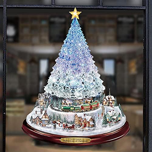 Bambw 20x30cm Christmas Crystal Tree Santa Claus boneco de neve rotativo Janela de janela Adesivo de inverno Ano