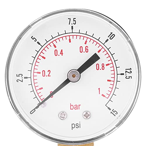 Manômetro de pressão, Mini Mini Manômetro de Baixa pressão de 1/4 de Metal para óleo de ar ou água 0-15psi/0-1bar