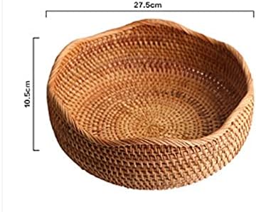 Bandeja de cesta de vime lateral de vime lateral de Yczdg, placa de frutas de lanche, cesta de bambu de cesta de tecido