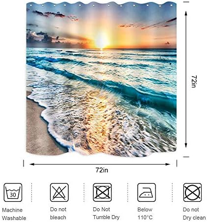 ZXMBF Curta de chuveiro oceânico Ondas de praia Ondas de praia Sunrise Lanikai tema colorido de cenário do Pacífico Pacífico