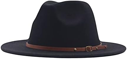 Mulheres Lady Lady Wool Fedora Hat abama abrangente chapéu de panamá com cinto de fivela larga chapéus fedora para mulheres homens