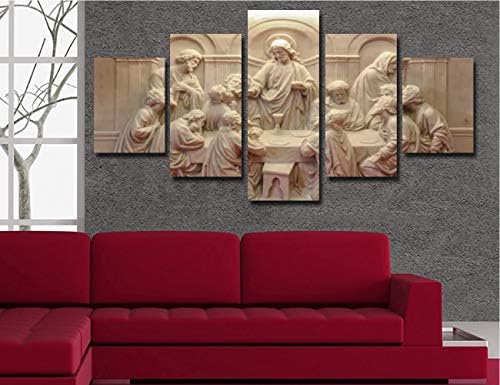 Jesus Última ceia decoração de parede para sala de estar fotos 5 peças impressões de lona artes de parede Cristo