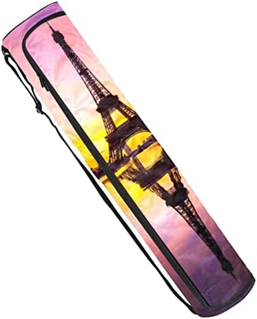 Bolsa de tapete de ioga ratgdn, Eiffel Tower Exercício ioga transportadora de tapete full-zip yoga tape