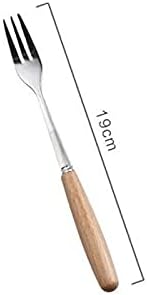 Fuuie Forks 10 PCs Fork de aço inoxidável com alça de madeira, utensílios de mesa de aço inoxidável para uso doméstico
