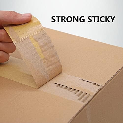 Fbaiyy 6 rolos fita de embalagem marrom, fita de papel kraft para caixas de embalagem, papel de papelão e vedação