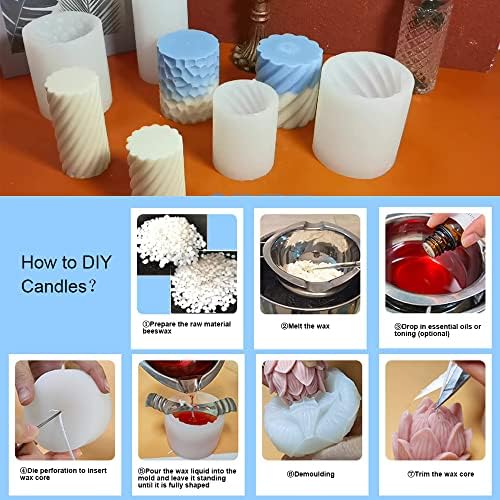 Nicavkit 3D DIY Candle Mold Spiral Candle Silicone Mold, Pillar Silicone Celles Molds para fabricação de vela, moldes de vela de silicone de cilindro para fazer velas, vela perfumada