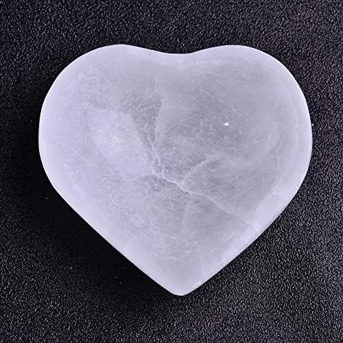 Jic gem forma de coração selenita tigela de cristal placa de selenito marroquino para limpeza e recarga de cristais e pedras