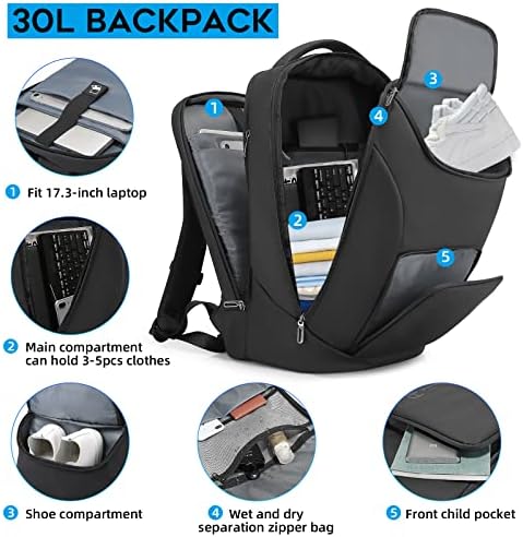 Mochilas de laptop de Tangcorle Backpack Anti -Roubo Mochilas com Lock Fit Fit de 17,3 polegadas Laptop USB Charing Port